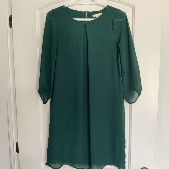 H&M Emerald Green Chiffon Lined Shift Dress - Picture 1 of 5